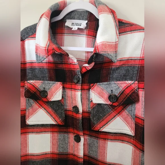 BB Dakota Steve Madden Plaid Button Up Shirt Jacket Large - Picture 3 of 9